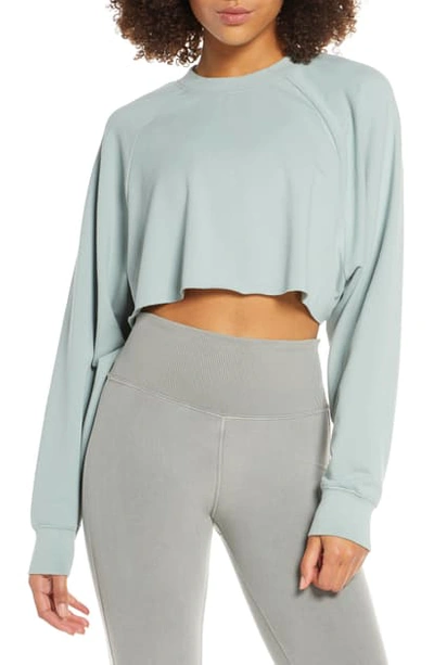 Shop Alo Yoga Double Take Crop Sweatshirt In Laurel