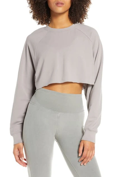 Shop Alo Yoga Double Take Crop Sweatshirt In Lavender