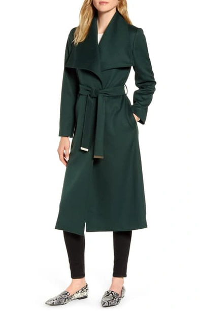 Ted Baker Wide Collar Brushed Wrap Coat In Dark Green | ModeSens