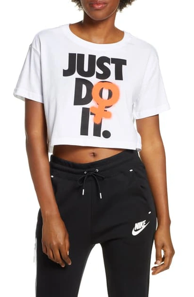 Shop Nike Sportswear Rebel Graphic Crop Tee In White