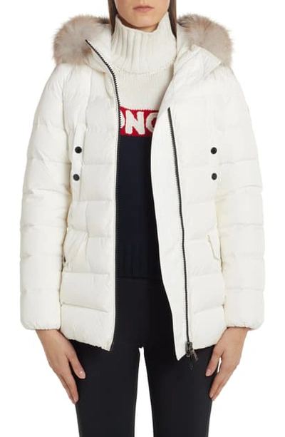 Moncler Clion Quilted Fur-trimmed Down Coat In White | ModeSens