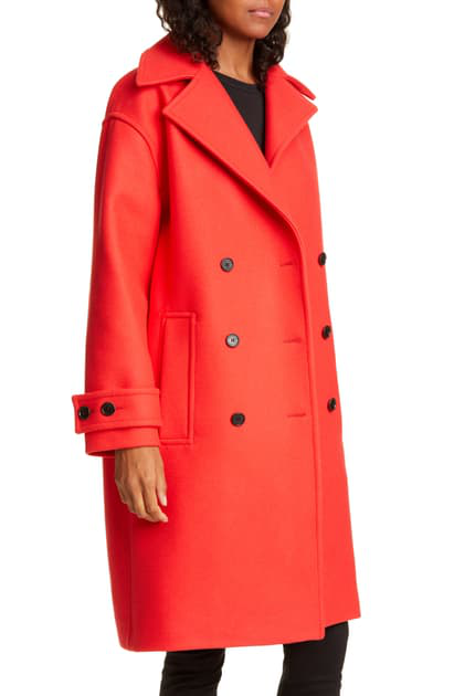 Kenzo Wool Blend Coat In Medium Red 