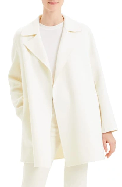 Shop Theory Wool & Cashmere Overlay Coat In Ivory