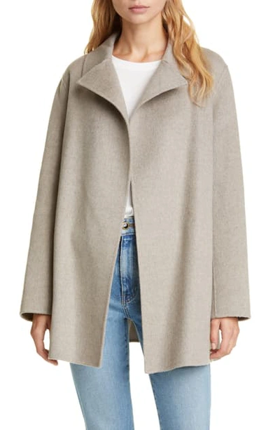 Shop Theory Wool & Cashmere Overlay Coat In Taupe Grey