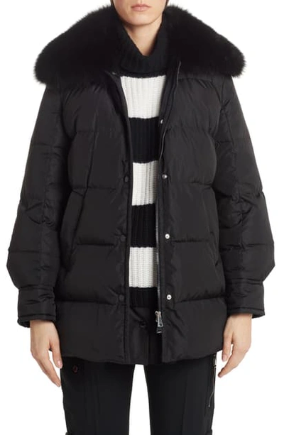 Shop Moncler Mesange Quilted Down Puffer Coat With Removable Genuine Fox Fur Collar In Black
