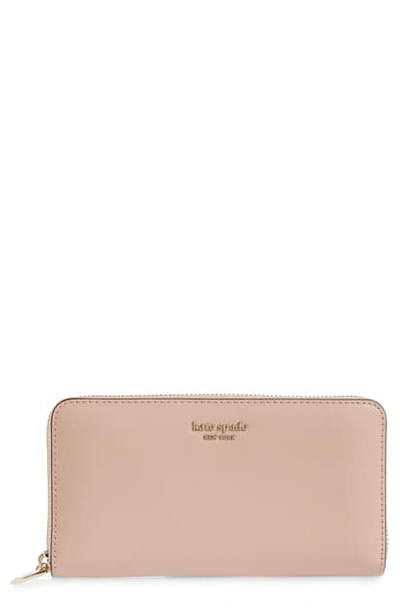Shop Kate Spade Spencer Zip Around Leather Continental Wallet In Rosy Cheeks
