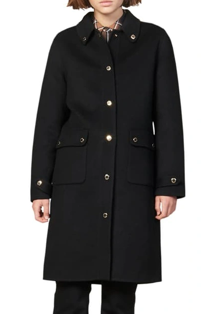 Shop Sandro Dameen Wool Blend Coat In Black