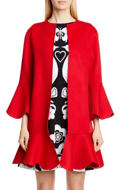 Shop Valentino Flutter Hem Wool & Cashmere Coat In 157-red