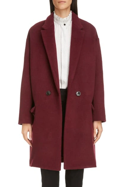 Shop Isabel Marant Virgin Wool & Cashmere Blend Coat In Burgundy