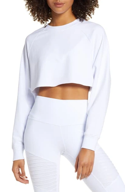 Shop Alo Yoga Double Take Crop Sweatshirt In White