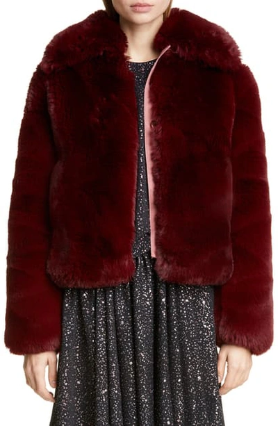 Shop Sies Marjan Felice Faux Fur Coat In Blackberry