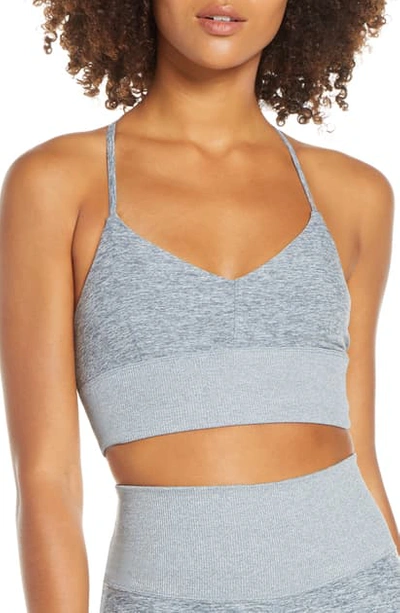 Shop Alo Yoga Soft Yoga Bra In Blue Haze Heather