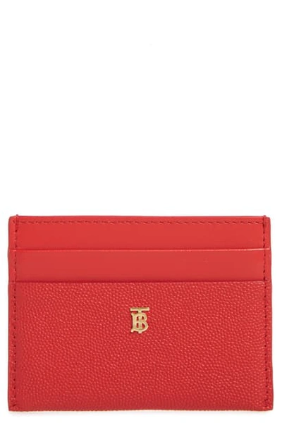 Shop Burberry Sandon Tb Monogram Leather Card Case In Bright Red