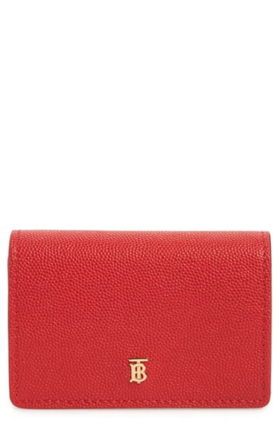 Shop Burberry Jessie Tb Monogram Leather Card Case In Bright Red