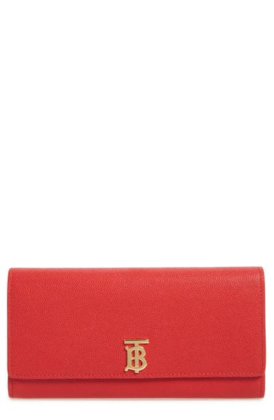 Shop Burberry Halton Tb Monogram Leather Wallet In Bright Red