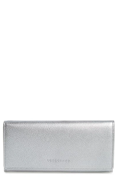 Shop Longchamp 'veau Foulonne' Continental Wallet - Metallic In Silver