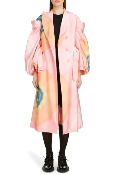 Shop Simone Rocha Double Breasted Taffeta Coat In Pink