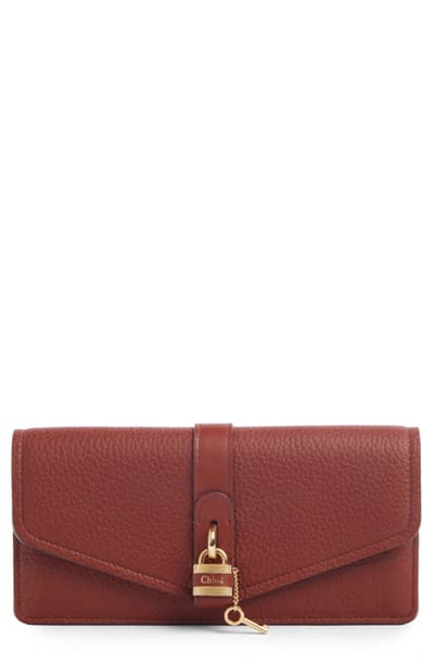 Shop Chloé Aby Long Leather Wallet In Sepia Brown