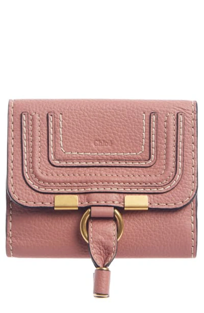 Shop Chloé 'marcie' French Wallet - Pink In Rusty Pink