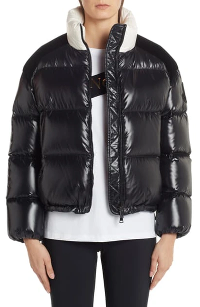 Shop Moncler Chouelle Logo Print Quilted Down Puffer Jacket In Black