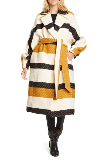 Shop Ulla Johnson Lawson Stripe Wrap Coat In Honey