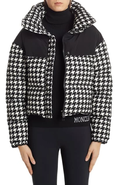 Shop Moncler Nil Houndstooth Quilted Down Jacket In White
