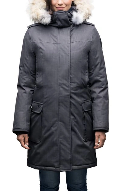 Shop Nobis Abby Hooded Down Parka With Genuine Coyote Fur Trim In Steel Grey