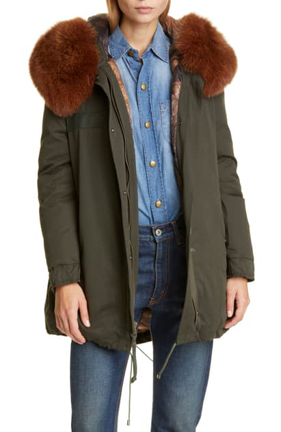 genuine fox fur trim down parka