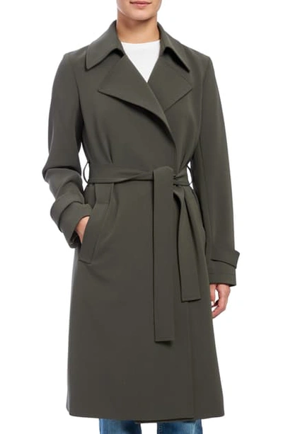 Shop Theory Oaklane Admiral Crepe Trench Coat In Green Slate