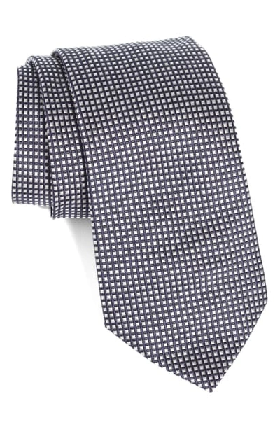 Shop Emporio Armani Plaid Silk Tie In Black