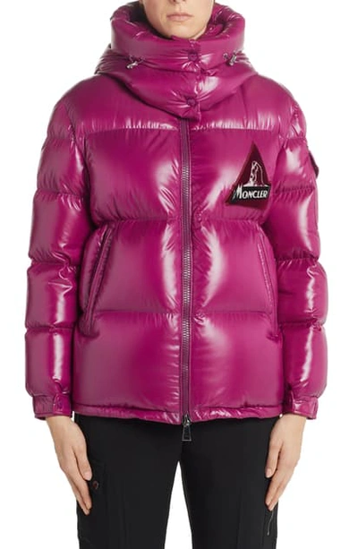 Shop Moncler Wilson Hooded Quilted Down Puffer Jacket In Purple