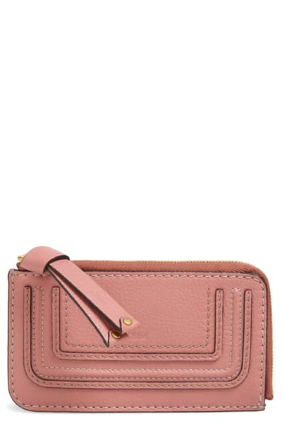 Shop Chloé Medium Marcie Leather Zip Card Holder - Pink In Rusty Pink