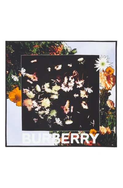 Shop Burberry Floral Print Silk Scarf In Multicolor