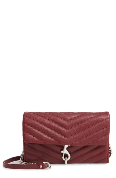Shop Rebecca Minkoff Edie Quilted Leather Crossbody Wallet In Pinot Noir