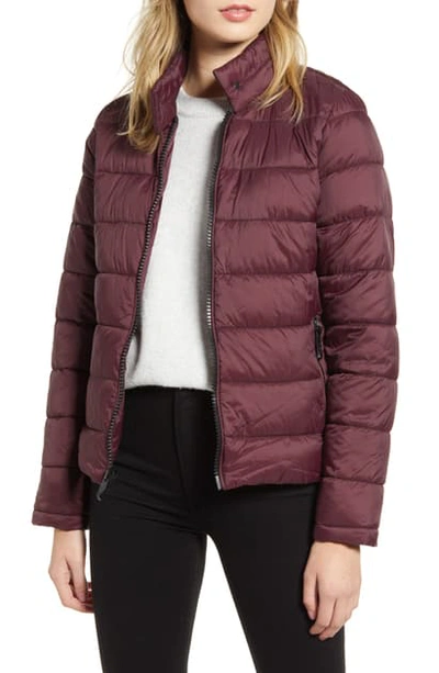 Shop Marc New York Packable Puffer Jacket In Burgundy