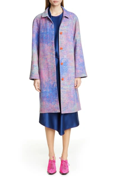 Shop Sies Marjan Ripley Multicolor Wool Blend Coat In Multi/ Blue Suede