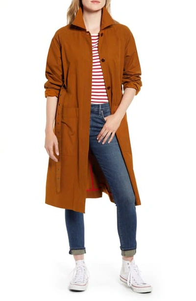 Shop Alex Mill Belted Trench Coat In Russet Brown