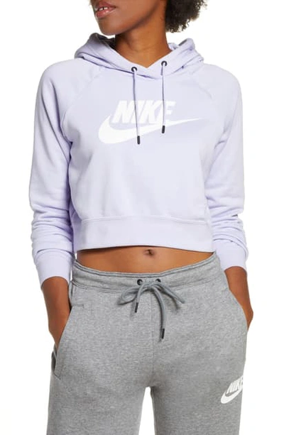 Shop Nike Sportswear Essential Crop Hoodie In Lavender Mist/ White