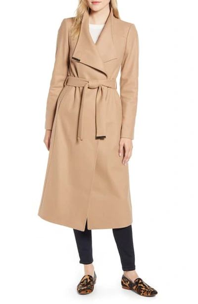 Shop Ted Baker Gwynith Wool Blend Wrap Coat In Natural