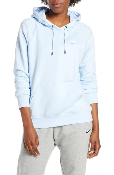 Shop Nike Sportswear Essential Pullover Fleece Hoodie In Celestine Blue/ White