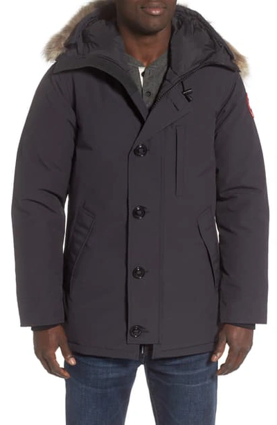 Shop Canada Goose Chateau Fusion Fit Parka With Genuine Coyote Fur Trim In Navy