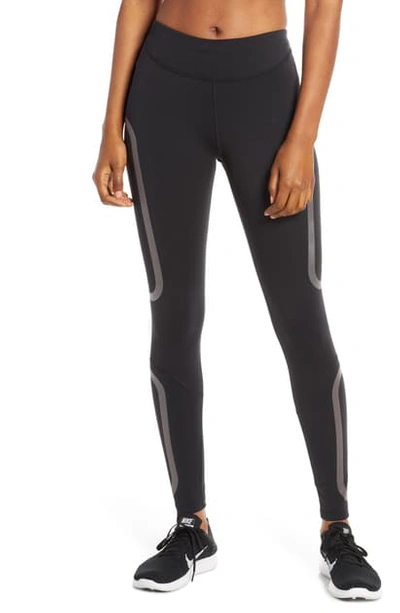 Shop Nike Epic Lux Graphic Running Tights In Black/ Thunder Grey