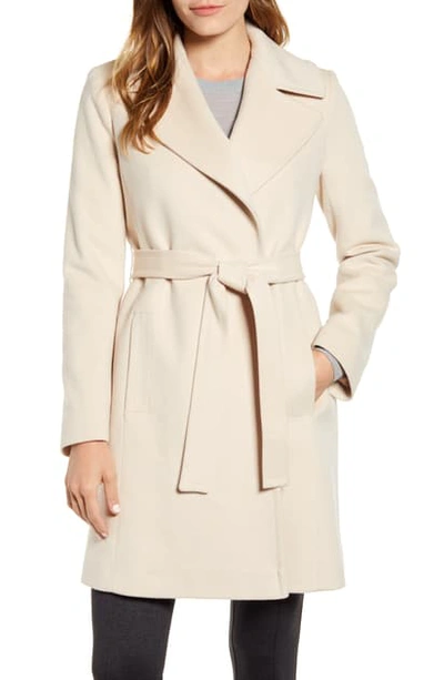 Shop Fleurette Wool Wrap Coat In Blanco