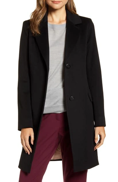 Shop Fleurette Notched Collar Wool Walker Coat In Black