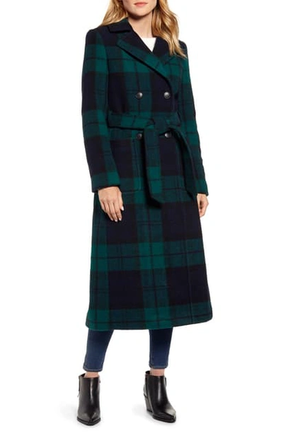 Shop Pendleton Aurora Classic Double Breasted Reefer Coat In Black Watch Plaid