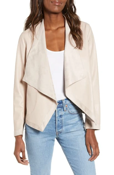 Shop Bb Dakota Teagan Reversible Faux Leather Drape Front Jacket In Parchment
