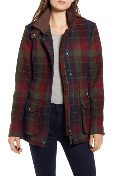 Shop Joules Wool Blend Tweed Field Coat In Red Tweed