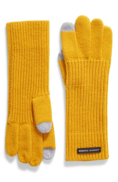 Shop Rebecca Minkoff Milano Knit Gloves In Tumeric