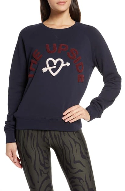 Shop The Upside Beaming Hearts Bondi Sweatshirt In Indigo