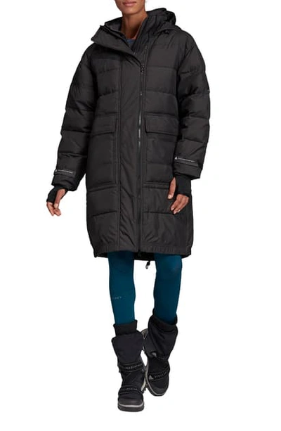 Shop Adidas By Stella Mccartney Long Puffer Jacket In Black